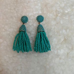 Turquoise Beaded Tassel Earrings